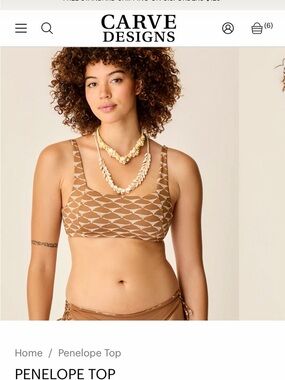 Carve Designs Penelope Scoop Bikini Top in Dune 34DD